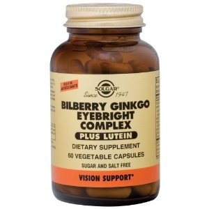 Solgar Bilberry Ginkgo Eyebright Complex Plus Lutein Vegetable Capsules, 60 Count, only $12.79