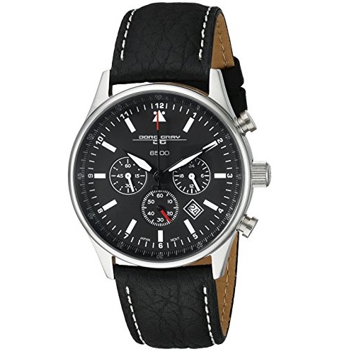 奥巴马腕表！史低价！Jorg Gray JG6500男款黑色真皮表带腕表，原价$395.00，现仅售$229.95，免运费