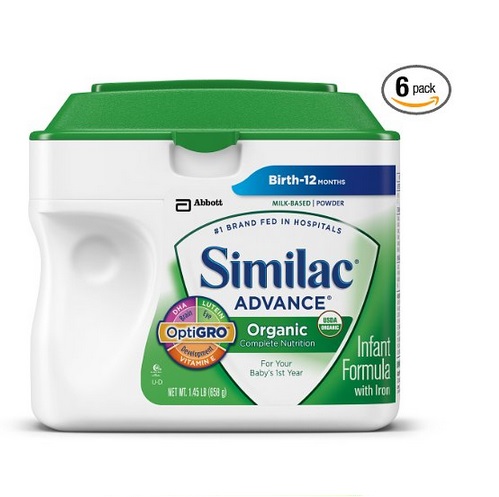  Similac雅培 有机营养一段奶粉，绿色装， 23.2盎司/罐，共 6罐，原价$165.13，现点击coupon后仅售 $128.71，免运费