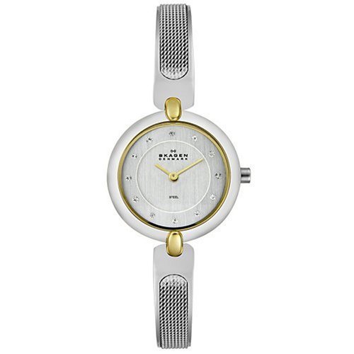 Skagen Women's 354SGSC Steel Collection Crystal Accented Mesh Two Tone Stainless Steel Bracelet Watch $58.74+free shipping
