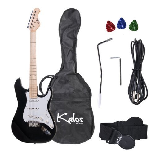 Kalos 1EG-MBK 39-Inch Electric Guitar with Gig Bag , 3 Picks, Strap, Amp Cable, and Tremolo Arm - Full Size - Black Metallic $58.45+free shipping