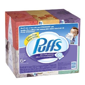 Puffs Ultra Soft and Strong Facial Tissues, 6 Pack of 124-Count Family Boxes (Packaging May Vary) $7.54+free shipping