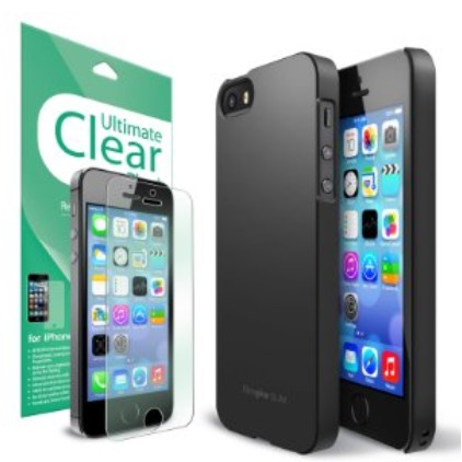 新低！附送屏保贴膜！最受欢迎的Apple苹果iPhone 5/5S超薄多彩保护壳（黑色）$6.99