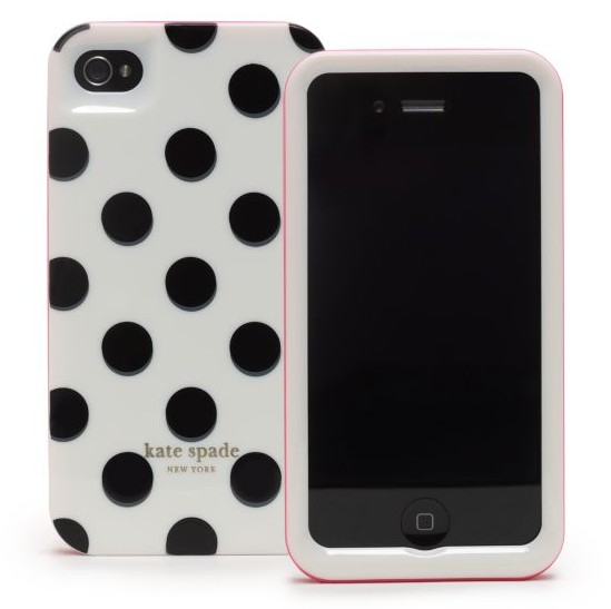 凑单佳品！Kate Spade 经典白底黑色圆点图案Iphone 4手机壳 $9.70