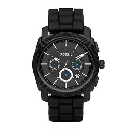 Fossil Men's FS4487 Machine Chronograph Black Stainless Steel Watch with Silicone Band only $59.00