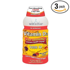 Wellesse Vitamin D3 Liquid 1000 IU, Natural Berry Flavor, 16 ounce Bottle (Pack of 3)     $16.97 