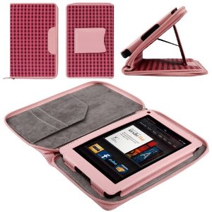 CaseCrown Oxford Zip Case (Pink / Brown) for Amazon Kindle Fire Tablet $3.23