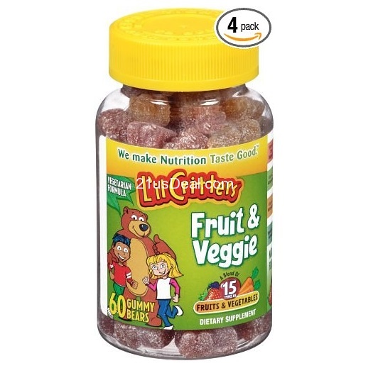 L'il Critters Fruit & Veggie Bears Dietary Supplement, Assorted Flavors, 60-Count Bottles (Pack of 4) , only $16.74, free shipping
