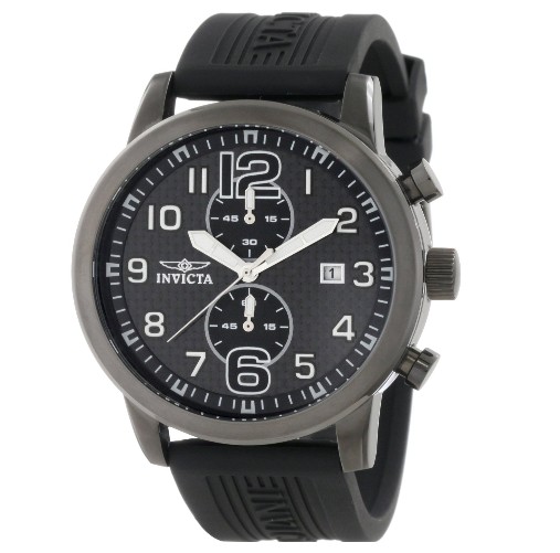 Invicta Men's 11243 Specialty Gunmetal Chronograph Black Carbon Fiber Dial Black Polyurethane Watch $79.99+free shipping