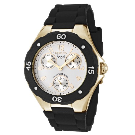 Invicta Women's 0717 Angel Collection Gold-Plated Black Polyurethane Watch$53(86%off)+free shipping+free return+return.