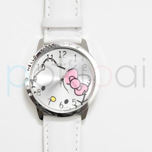 超Q，白菜價！Hello Kitty經典款白色皮帶手錶 特價僅售 $5.08(74%off) + 免運費