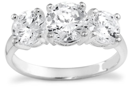 Sterling Silver 3-Stone Cubic Zirconia Ring $11.15 - $13.00