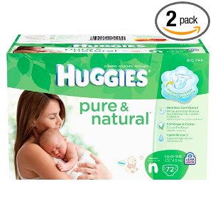 Huggies Pure & Natural Diapers, Size 1, 80 Count (Pack of 2) $24.08 (45%)