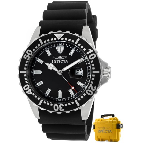 Invicta Men's 10917 Pro Diver Black Dial Black Polyurethane Watch with Yellow Impact Case $79.99+free shipping