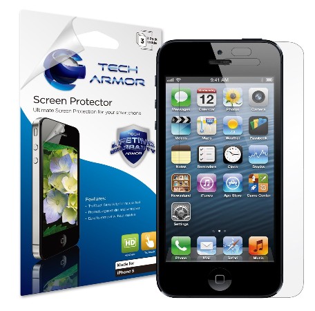 Tech Armor Apple New iPhone 5 High Definition (HD) Clear Screen Protector with Lifetime Replacement Warranty (3-Pack) $6.95