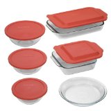 Pyrex 11-Piece Bake and Store Set with Red Plastic Covers $29.99