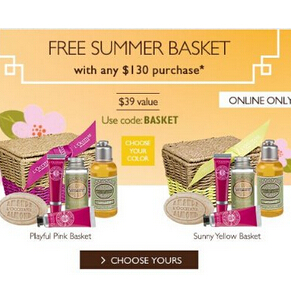 Free Summer Basket with $130 Purchase @ L'Occitane