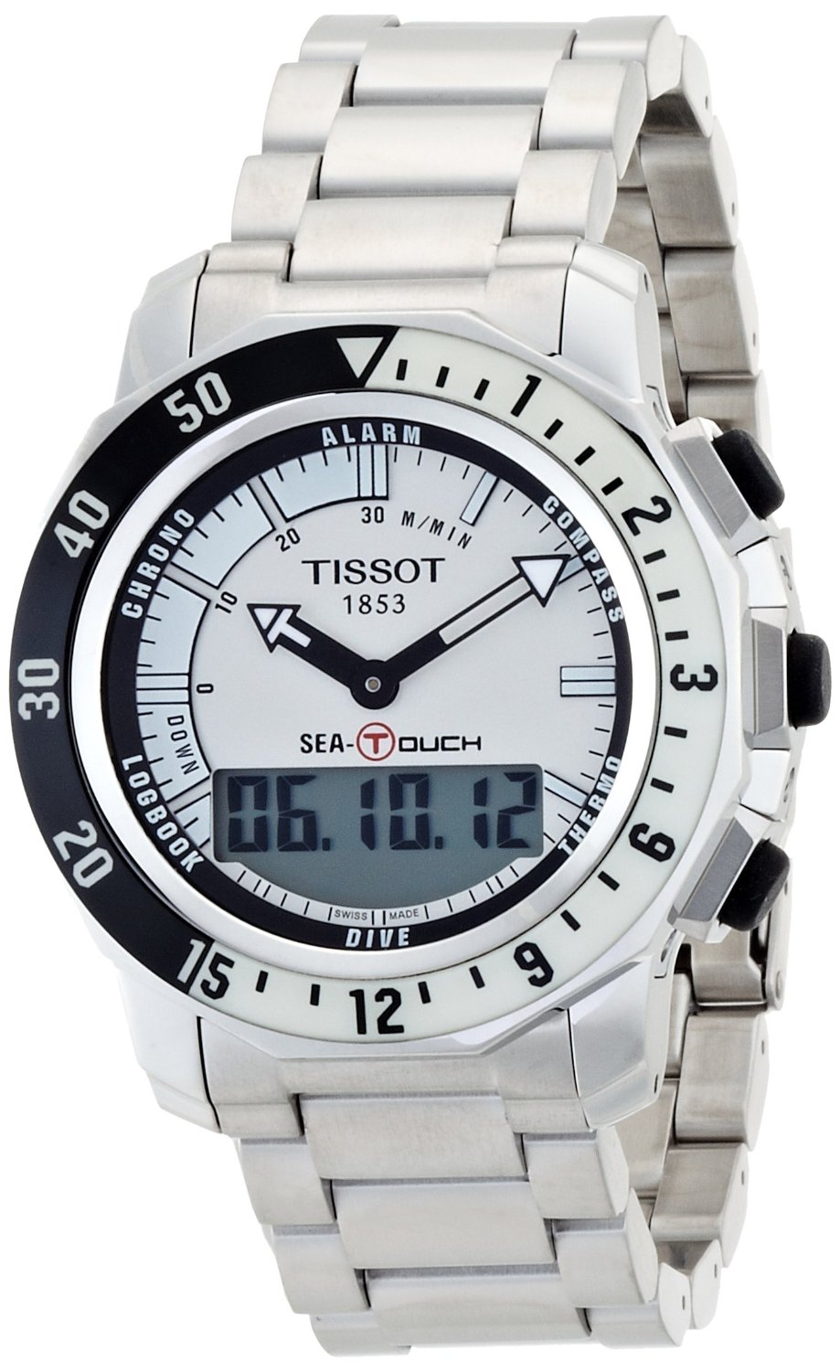 Tissot Men's T0264201103100 Sea Touch Quartz Chronograph Touch Screen White Dial Watch, only $498.99, free shipping