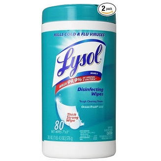 白菜！Lysol 消毒湿巾双包装，每桶80张，共2桶，原价$19.24，现仅售$6.48，免运费