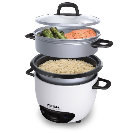 Aroma ARC-743-1NG 3-Cup (Uncooked) 6-Cup (Cooked) Rice Cooker and Food Steamer, White, only $15.00