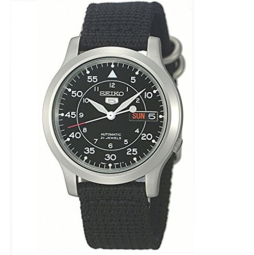 Seiko Men's SNK809 Seiko 5 Automatic Black Canvas Strap Watch, only  $47.89 , free shipping