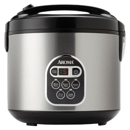Aroma Housewares 20 Cup Cooked (10 cup uncooked) Digital Rice Cooker, Slow Cooker, Food Steamer, SS Exterior (ARC-150SB),  only$29.92