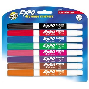 Expo Low Odor Dry Erase Pen-Style Markers, 8 Colored Markers $6.44