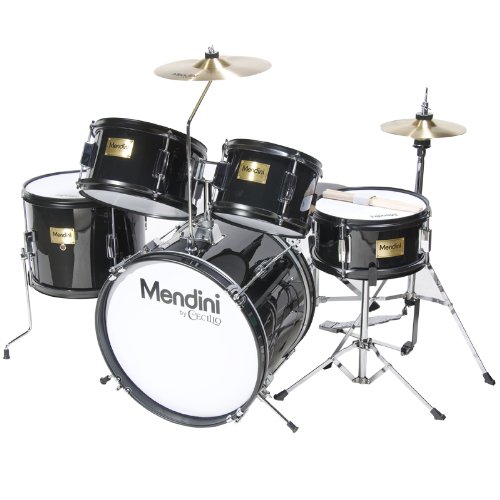 Mendini MJDS-5-BK Complete 16-Inch 5-Piece Black Junior Drum Set with Cymbals, Drumsticks and Adjustable Throne $135.99+free shipping