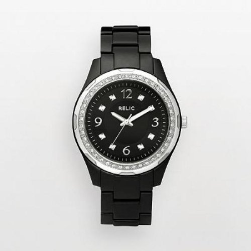 Relic ZR11891 奧地利水晶黑色樹脂女士手錶特價僅售 $25.00  (62%OFF)