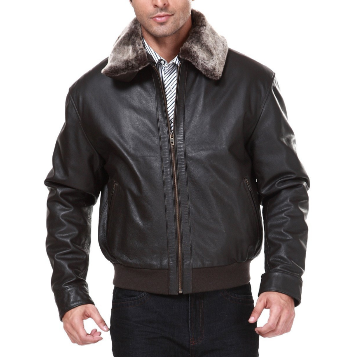 Landing Leathers Men's Cowhide Leather Bomber Jacket with Faux Fur Trim - Regular & Tall $169.99+free shipping