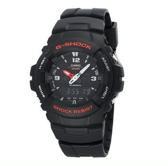 Casio卡西欧G100-1BV G-Shock系列男士经典双显运动手表，原价$$99.00，现仅售$51.76，免运费