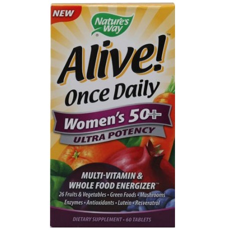 Nature's Way Alive! Once Daily Women's 50+ Multivitamin, Ultra Potency, Food-Based Blends (230mg per serving), 60 Tablets, only $8.25