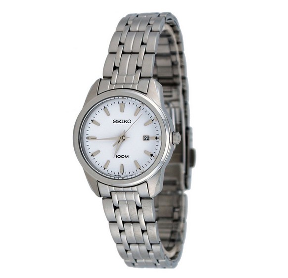 一降再降！精工Seiko白色錶盤女款不鏽鋼時裝腕錶 SXDE61 $62.99(69%off)