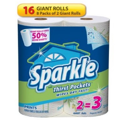 Sparkle, Giant Rolls, Print, [2 Rolls*8 Pack] = 16 Total Count 12.71