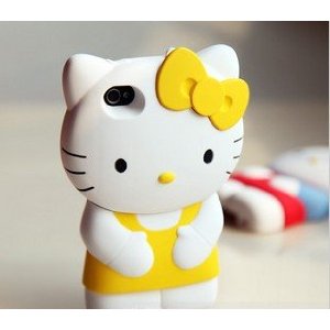 Newest 3D Hello Kitty iPhone 4S/4G/4 Silicon Hard Case/Cover/Faceplate/Protector-Yellow-