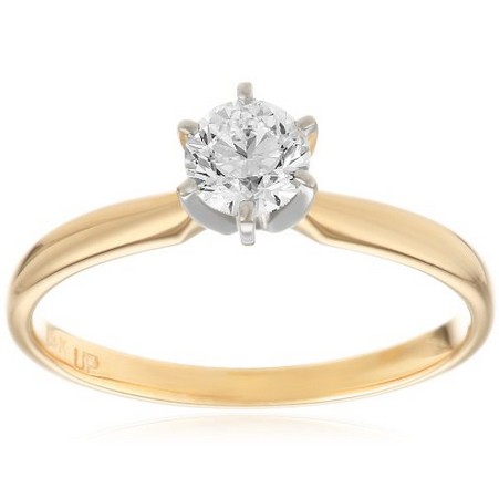 14k White or Yellow Gold Round Diamond Solitaire Engagement Ring (1/2 ct, H-I Color, SI2-I1 Clarity)  $840.85