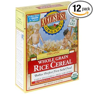 Earth's Best Organic, Whole Grain Rice Cereal, 8 Ounce (Pack of 12)   only $23.85, free shipping after clipping coupon and using SS