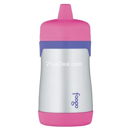 THERMOS FOOGO Vacuum Insulated Stainless Steel 10-Ounce Hard Spout Sippy Cup, Pink/Purple , 10 Ounce, only$8.49