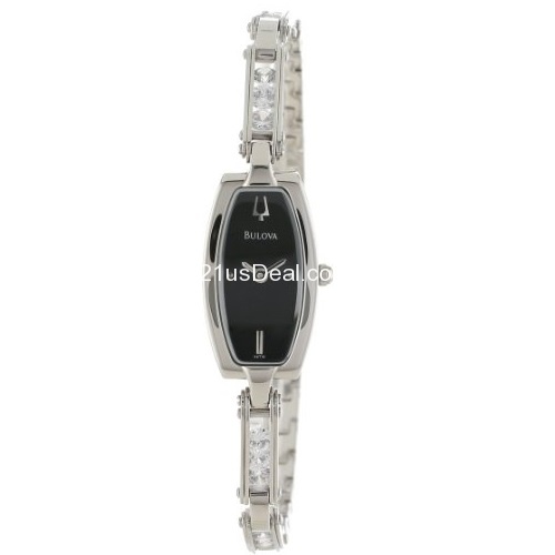 史低价！宝路华Bulova 96T15 女式时尚水晶镶边石英腕表  原价$225.00  现仅售$65.04，免运费。 