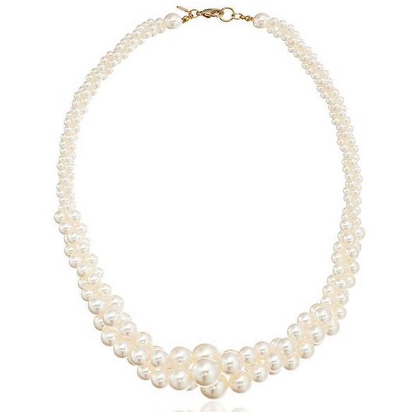 Colored Simulated Three Strand Twisted Pearl Necklace, 18