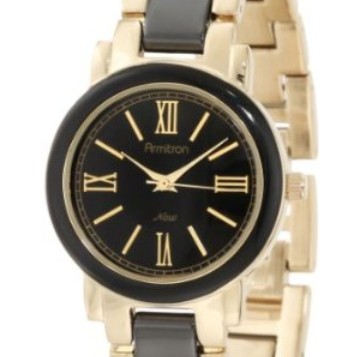 Armitron 75/3877BKGP女款黑陶瓷和金色手鏈手錶 特價僅售$29.99(54%off)+免運費/退運費一天到貨