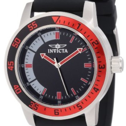 比黑五更低！Invicta因維克塔12845 男士黑錶盤紅/黑擋板時尚腕錶特價$39.99 (92%off)