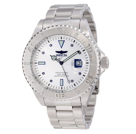 Invicta Men's 12816 Pro Diver Silver Dial Diamond Accented Watch  $139.99 (84%off)  + Free Shipping 