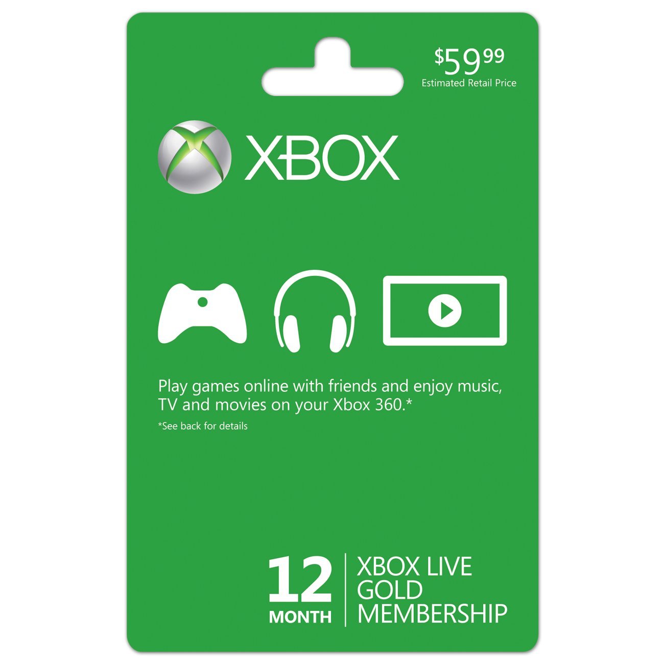 Microsoft微軟Xbox 360 LIVE 12個月金卡會員 $34.99免運費