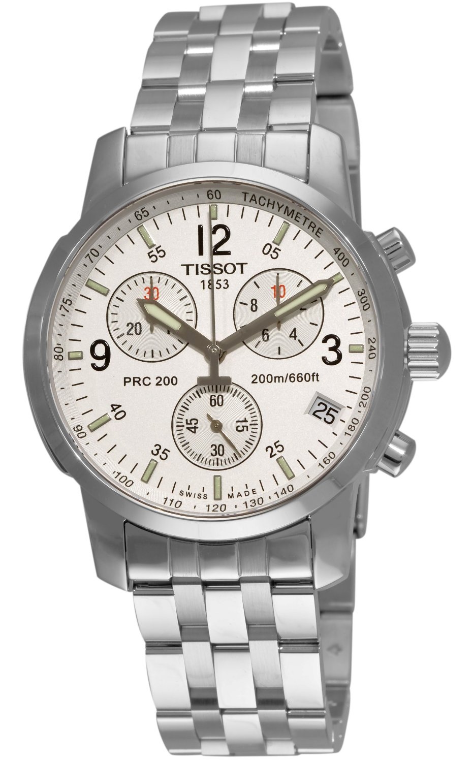 Tissot Men's T17158632 T-Sport PRC200 Chronograph Stainless Steel Silver Dial Watch  $279.00 