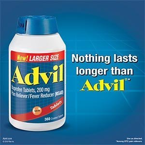 360 Advil Coated Tablets. Ibuprofen Tablets, 200 Mg Pain Reliever/fever Reducer (Nsaid) $15.99