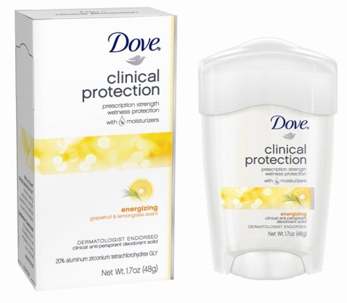 Dove Clinical Protection Anti-perspirant & Deodorant Solid, Energizing, 1.7-Ounce Packages (Pack of 2) $7.99+free shipping