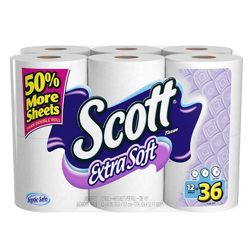 Scott Extra Soft Bath Tissue Mega Roll, 12 Roll Sheets, (Pack of 4) $22.45+free shipping