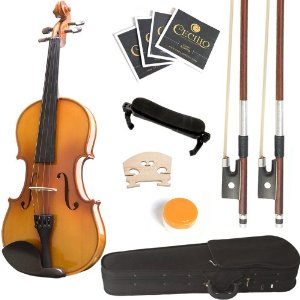 Mendini 3/4 MV400 Ebony Fitted Solid Wood Violin with Hard Case, Shoulder Rest, Bow, Rosin, Extra Bridge and Strings $79.99 + Free Shipping