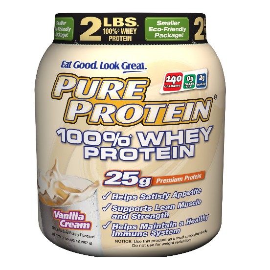 Pure Protein 100 % Whey Protein, Vanilla Cream, 2 Pound Tub $13.50+free shippig